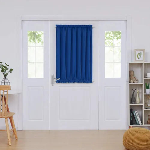 Vista 39 de Deconovo Cortinas opacas para puerta, bolsillo para cortinero y cortinas de bloqueo con aislamiento térmico para dormitorio, 137.16 x 189.2 cm, azul