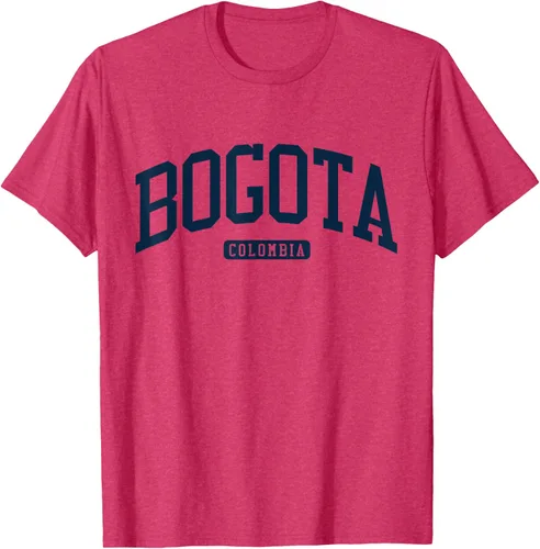 Vista 30 de Bogotá Colombia College University Style Camiseta azul marino, Blanco