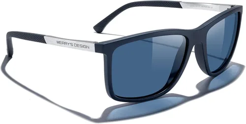 Vista 5 de MERRY'S Gafas de sol polarizadas rectángulo unisex para pesca que conduce el templo de aluminio S8658 del golf