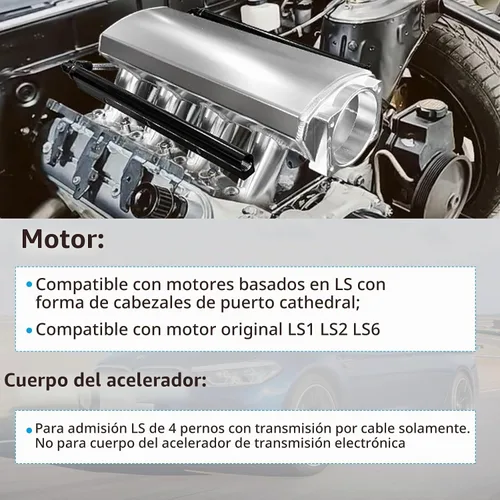 Vista 5 de Para LS LS1 LS2 LS6 Colector de admisión de perfil bajo Puerto Cathedral de 102 mm Compatible con Chevy GMC Pontiac de chapa de metal fabricada