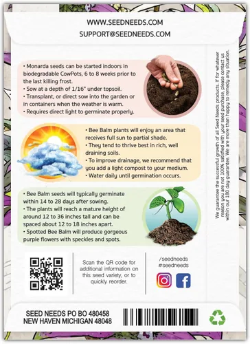 Vista 2 de Seed Needs Semillas de bálsamo de abeja manchada para plantar flores/hierbas de caballo 1 paquete