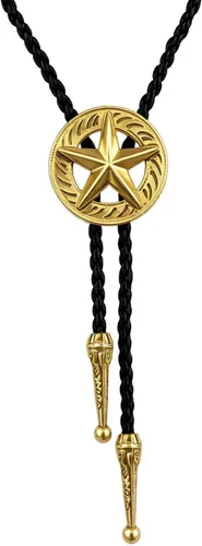 Vista 20 de BRBAM - Corbata de cuero estilo retro con diseño de vaquero occidental y estrella solitaria para hombre Estilo 3 - Bronce