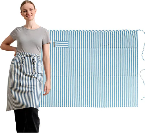 Vista 12 de MEEMA Bistro Medio Delantal para Hombre y Mujer Medio Delantal para Mujer con Bolsillos Delantales Para Meseros Delantales de camarera