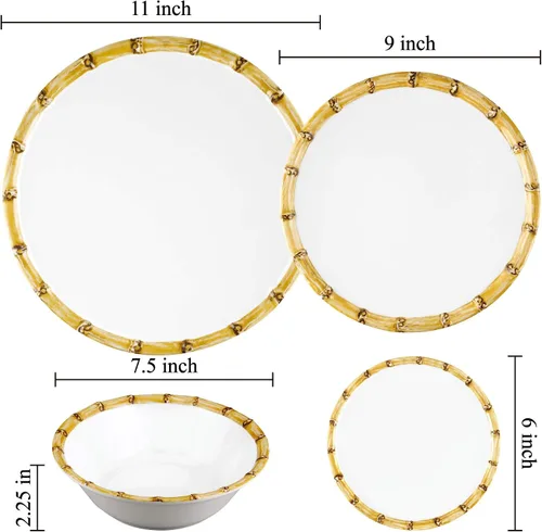 Vista 4 de UP Platos redondos de postre de melamina de bambú, platos pequeños para servir, para aperitivos, aperitivos y guarniciones, blanco, 6 pulgadas