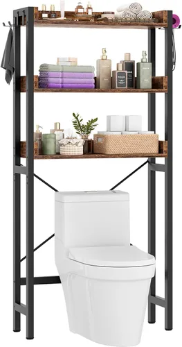 Vista 12 de Besiost - Estante de almacenamiento sobre el inodoro con 2 cajones - Organizador de baño de 7 niveles con estante ajustable, estante de ahorro