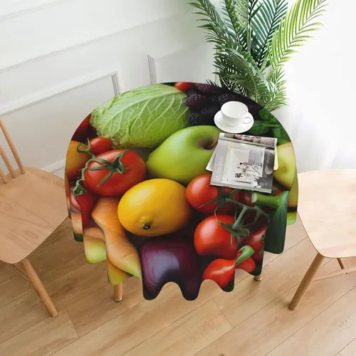 Vista 8 de Mantel redondo de 60 pulgadas impermeable con estampado de bulldogs ingleses, mantel circular para cocina, comedor, arrugas, mantel redondo