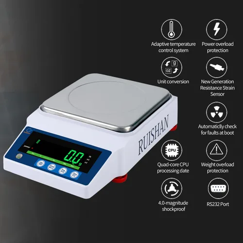 Vista 6 de Escala de equilibrio de laboratorio de precisión de 22.0 lbs x 0.00 oz, escala de grano/gramo, báscula científica, báscula calibrada, pesaje