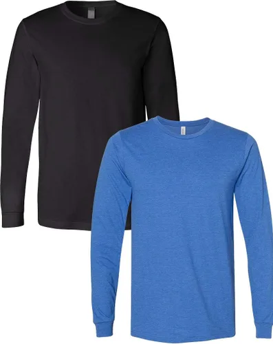 Vista 25 de Canvas Filmore 3501 - Camiseta de 4.2 onzas para hombre manga larga (1) Ceniza + (1) Jaspeado atlético