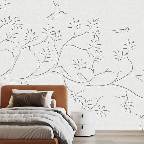 Vista 19 de NWT Calcomanía removible de pared/mural blanco pastel azul margarita, naturaleza, desierto, arte digital, arte moderno, decorativo, floral