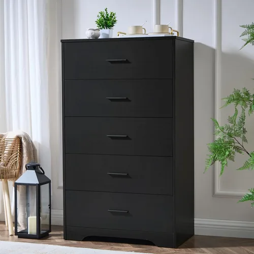 Vista 14 de LIDYUK Cómoda negra para dormitorio, cómoda de 6 cajones y cómodas, cómoda de madera moderna, cómoda de 48 pulgadas de ancho para dormitorio