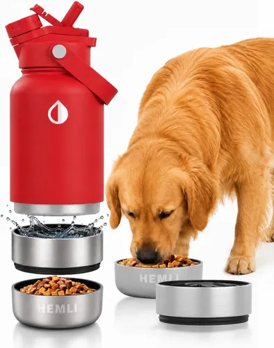 Vista 19 de Botella de agua para perros, botella de agua de viaje aislada para perros, dispensador de botellas de agua para mascotas de acero inoxidable