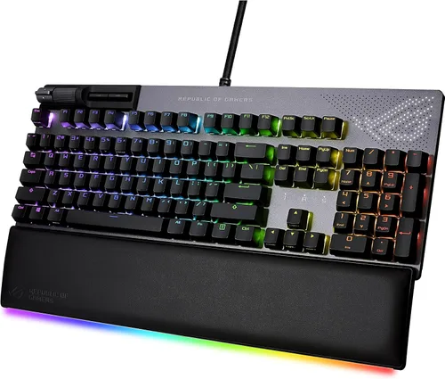 Vista 2 de ASUS ROG Strix Flare II Animate 100% RGB - Teclado para juegos - Intercambiable en caliente, interruptores táctiles ROG NX marrón, pantalla LED