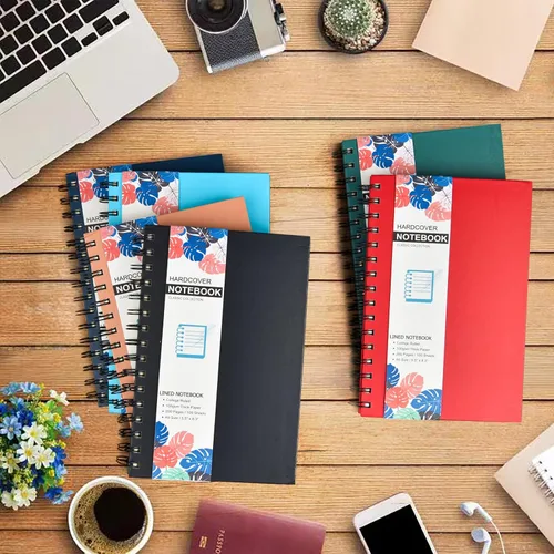 Vista 7 de Paquete de 6 cuadernos de tapa dura A5 en espiral, cuadernos con rayas universitarias, diario colorido, agenda a granel, planificador de viajes