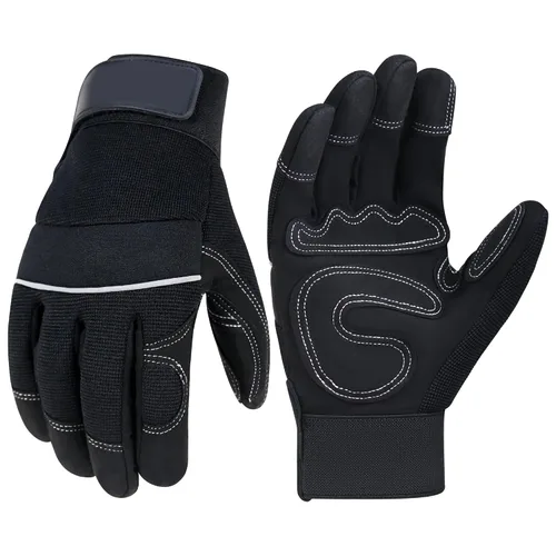 Vista 11 de HANDLANDY Guantes de trabajo de agarre para mujeres y hombres, guantes de trabajo de seguridad y utilidad para jardín, guantes de mecánicos Negro
