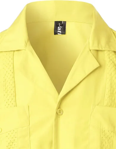 Vista 3 de VATPAVE Camisas de guayabera cubana con botones de manga corta para hombre