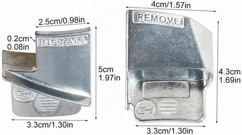 Vista 5 de Faddare Juego de 2 herramientas de instalación y removedor de cinturón elástico de metal, kit compacto de aleación de aluminio, herramienta