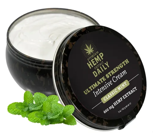 Vista 2 de Earthly Body Premium Hemp Extract Daily Ultimate Cream - Mentol, Argán, Jojoba, Escaramujo - Loción tópica hidratante ligera de rápida absorción