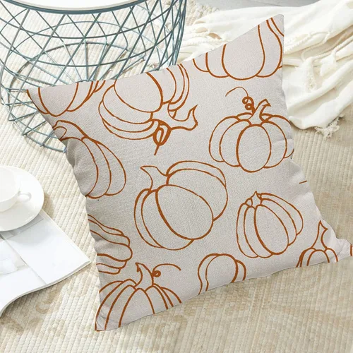 Vista 4 de Fundas de almohada de calabaza de otoño, color naranja, para Calabaza Naranja 1