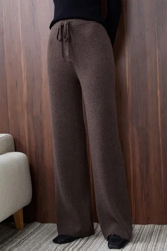 Vista 3 de LINY XIN Pantalones acanalados 100 % lana para mujer, cintura alta, casual, largos, para yoga, para mujer
