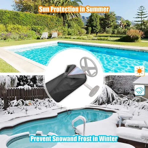 Vista 4 de Cubierta protectora de carrete solar para piscina, cubierta impermeable para carrete de piscina, cubierta solar para piscinas de hasta 24 pies