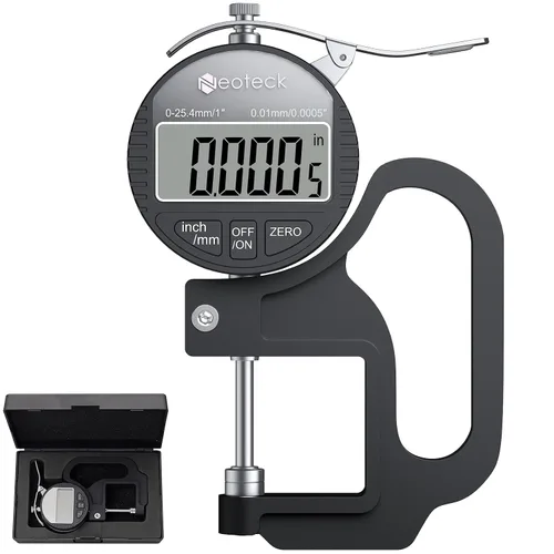 Vista 10 de Neoteck Medidor de Grosor Digital 0.5 pulgadas/12.7mm, 0.00005 pulgadas/0.001mm Pantalla LCD con Conversión Pulgadas/MM Herramienta de Medición