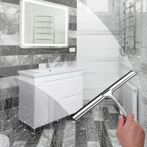 Vista 4 de Escobilla de ducha de 10 pulgadas para puerta de vidrio LASSHSWA multiusos para puertas de vidrio, herramienta de limpieza de baño, espejo