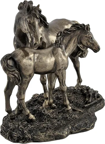 Vista 3 de Veronese Design Majestic Mare and Foal Wild Horses - Estatua con acabado de bronce, detalle exquisito, resina fundida en frío, 7 pulgadas de largo