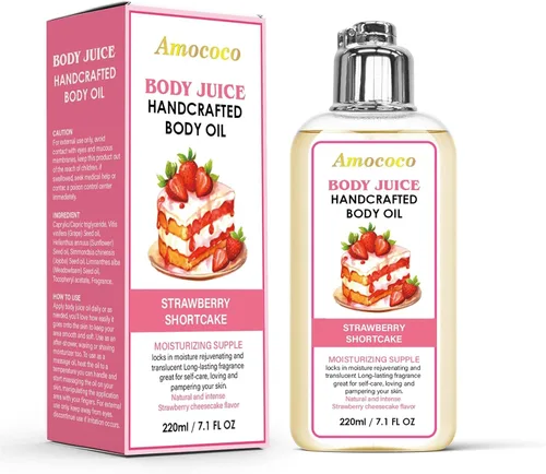 Vista 9 de Aceite de jugo corporal, fragancia de coco fresco, aceite corporal hidratante hecho a mano, 7.1 onzas líquidas