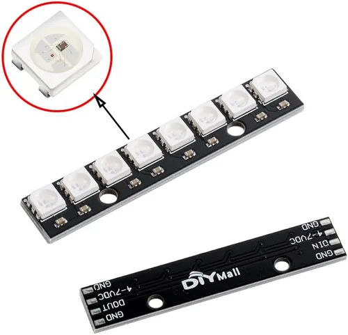 Vista 2 de 8 bits WS2812 RGB LED Stick 8 X WS2812B 5050 módulo LED RGB a todo color Controladores integrados para Arduino Raspberry Pi ESP32 Centro Comercial