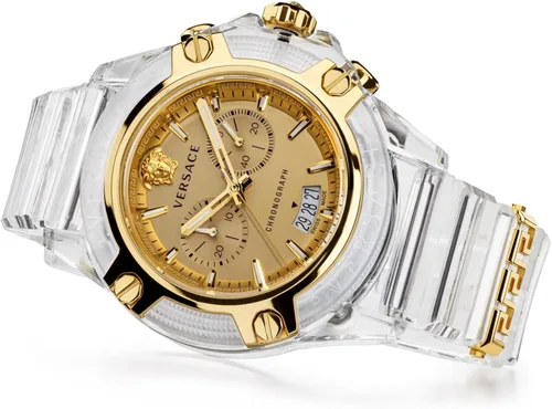 Vista 5 de Versace Reloj de moda transparente para hombre con correa de 1.732in