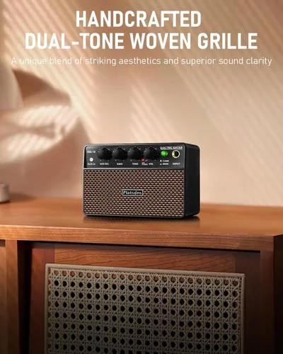 Vista 7 de Flatsons FBA-10 Amplificador de Guitarra, Amplificador Eléctrico Mini de 10W con Canal Limpio/Drive, 6H de Funcionamiento, Recargable por USB-C