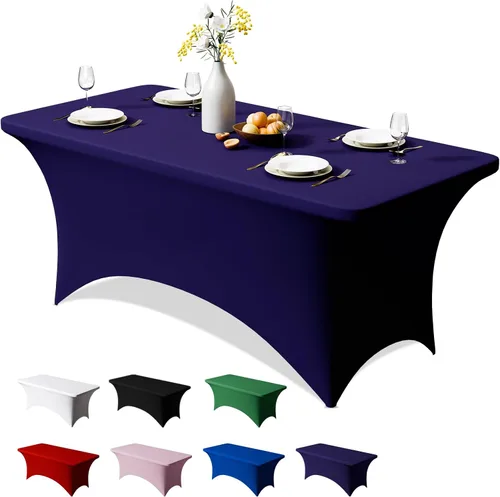 Vista 19 de Trlyc Paquete de 1 mantel rectangular de elastano de 4 pies – 48 x 30 pulgadas, resistente a las arrugas, para bodas, fiestas, banquetes, picnic