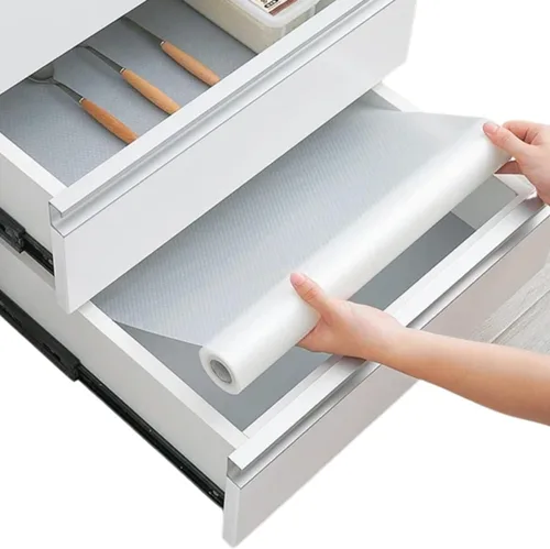 Vista 23 de Revestimientos para estantes de refrigerador (paquete de 8) de Linda’s Essentials - Forro para estantes o cajones sin adhesivo, alfombrillas