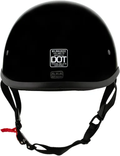 Vista 2 de Milwaukee Helmets MPH9751DOT Gloss Black Polo Style DOT Motorcycle Half Face Bikers Helmet