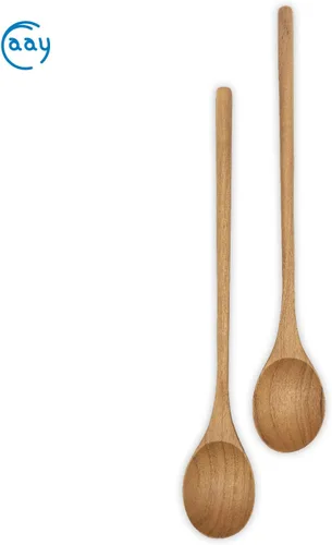 Vista 2 de FAAY - 2 cucharas de sopa de teca de mango largo de 10.5 pulgadas para probar chef, agitar, mezclar. Cocina - Utensilios de cocina estilo coreano