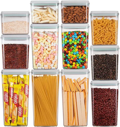Vista 9 de Ankou Juego de recipientes herméticos – (4 unidades de 12.8 fl oz) apilables con un botón de apertura para aperitivos, dulces, sal, hierbas 4