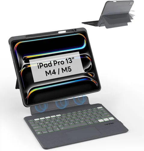 Vista 15 de EIP Funda con teclado Bluetooth para iPad de 10.2 pulgadas (7ª/8ª/9ª generación) y iPad Air de 10.5 pulgadas (3ª generación), funda magnética