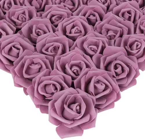 Vista 28 de IPOPU Cabezales de rosas artificiales, 100 rosas falsas de espuma negra de aspecto real para bricolaje, bodas, baby shower, centros de mesa 100