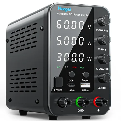 Vista 9 de Fuente de alimentación de CC variable, fuente de alimentación de banco de 30 V 10 A con codificador perilla de ajustes gruesos y finos, fuentes