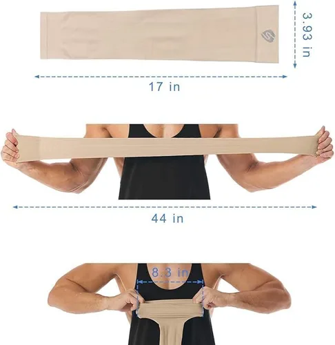 Vista 4 de Mangas para brazo, para hombres o mujeres. Para calentar o refrescar. Guantes de Compresión con factor de protección de los rayos ultravioleta UPF