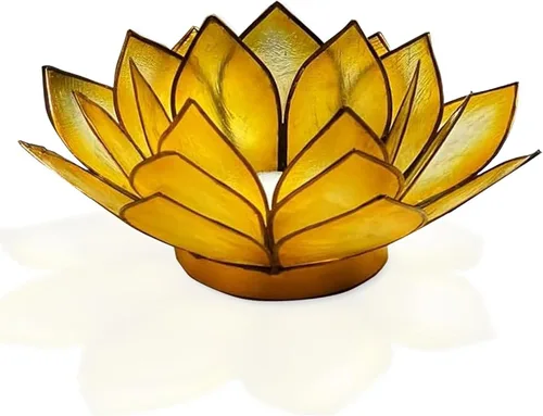 Vista 12 de Om Gallery Portavelas Lotus Tea Light - Capiz Shell, Blue Lagoon