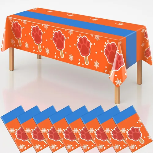 Vista 12 de 4 manteles de decoración de fiesta de cumpleaños 2 en 1 con estampado de patas, 54 x 108 pulgadas, mantel de pata de pata, mantel rectangular