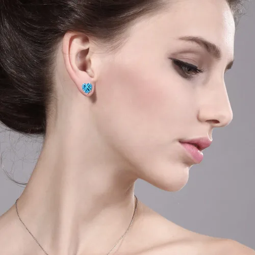 Vista 2 de Gem Stone King Aretes de plata de ley 925 con piedra natal con forma de corazón de 0.315 in para mujer