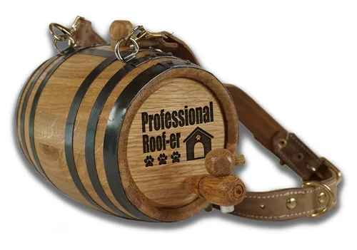 Vista 19 de St Bernard - Collar de barril de whisky para perro, 'M.U.T.T.' - Dispensador de barril de roble de 1/2 litro para perros San Bernardo con correa
