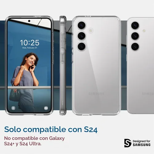 Vista 2 de Spigen Ultra Hybrid diseñado para funda de Galaxy S24 (2024) [antiamarilleamiento], [protección de grado militar] - cristal transparente