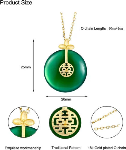 Vista 4 de Chapado en oro de 18 quilates hecho a mano S925 de plata de ley hetian jade verde buena suertefortunacírculo de bendiciónRuyi LockLucky Koi