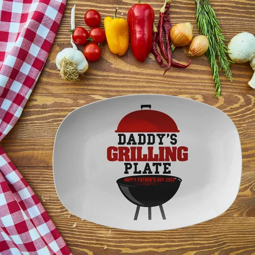 Vista 5 de Plato personalizado para asar con nombres para niños y niñas, plato personalizado con nombres para jardín, barbacoa, reunión familiar, plato único