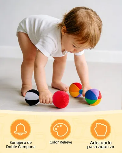 Vista 6 de Jollybaby Juguete de sonajero con mancuernas de felpa suave para bebé, recién nacido de 0 a 3 a 6 meses, sonajeros sensoriales de alto contraste