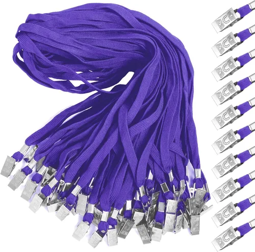 Vista 19 de Marspark 10 piezas de cordón a granel para tarjetas de identificación, cordón de cuello plano con gancho giratorio y clip, accesorio duradero