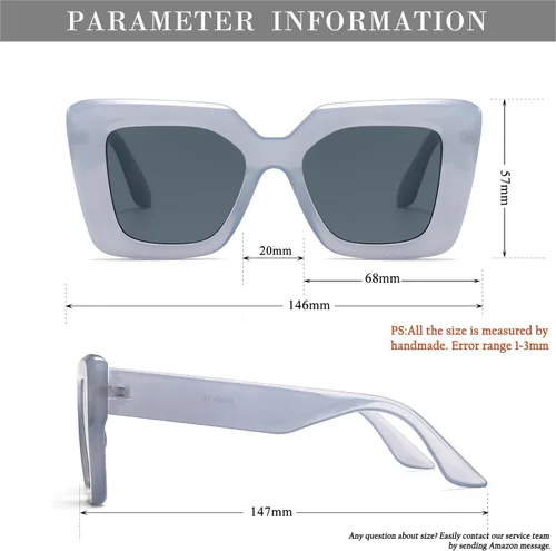 Vista 6 de HJSTES Gafas de sol de gran tamaño para mujer, sombras de ojo de gato de moda, marco cuadrado, protección UV